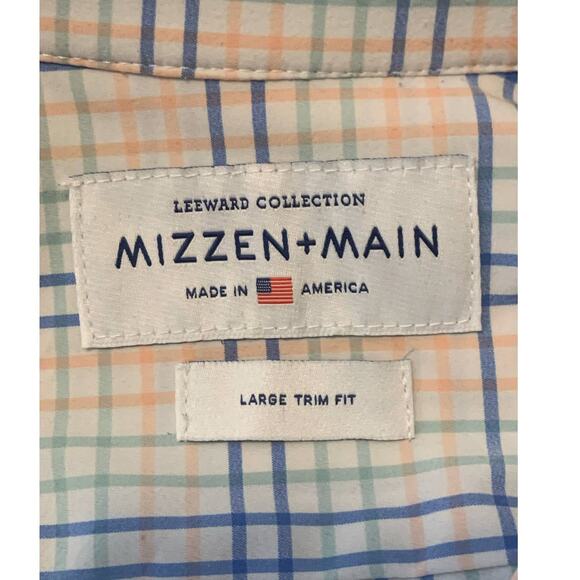 Mizzen+Main plaid button long sleeves large trim fit shirt size XL - Picture 3 of 9